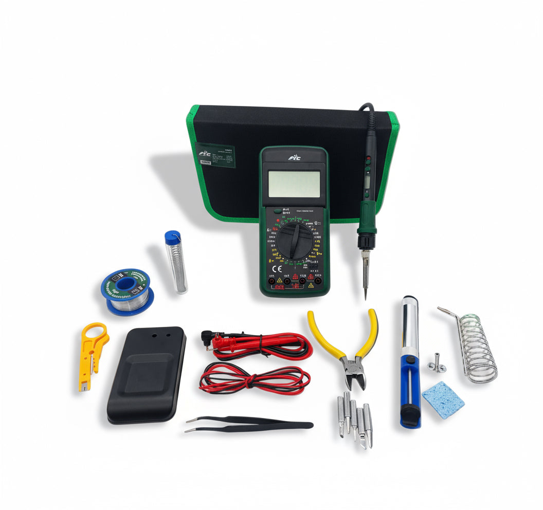 مكواة لحام ازير من 40 الى 100وات + افوميتر + 12قطعة اكسسوارات FIT