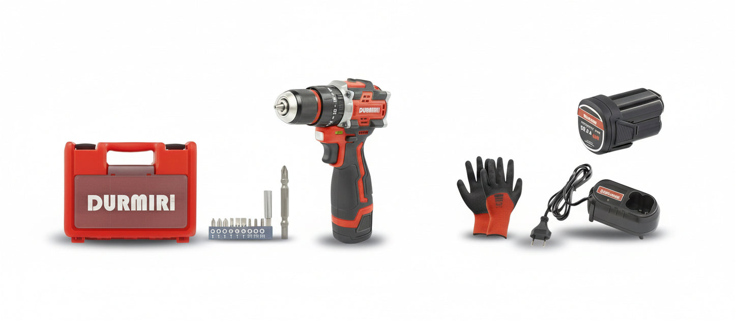 شنيور بطارية 16.8فولت عزم 50نيوتن براشليس دقاق+2بطارية DURMIRI