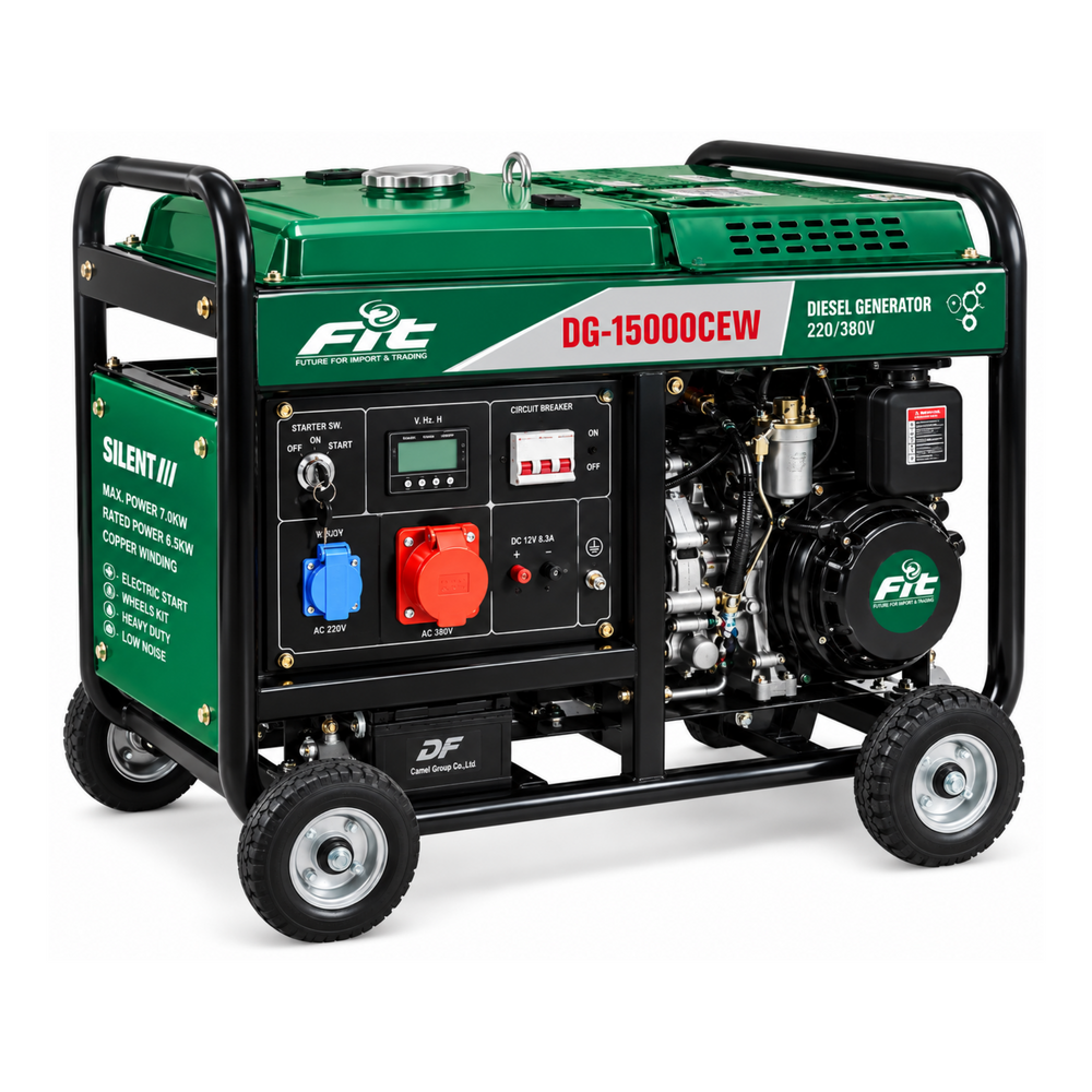 مولد كهرباء سولار DG-15000CEW- 220/380V صافى 6.5KW مارش+عجل/ ملفات نحاس FIT