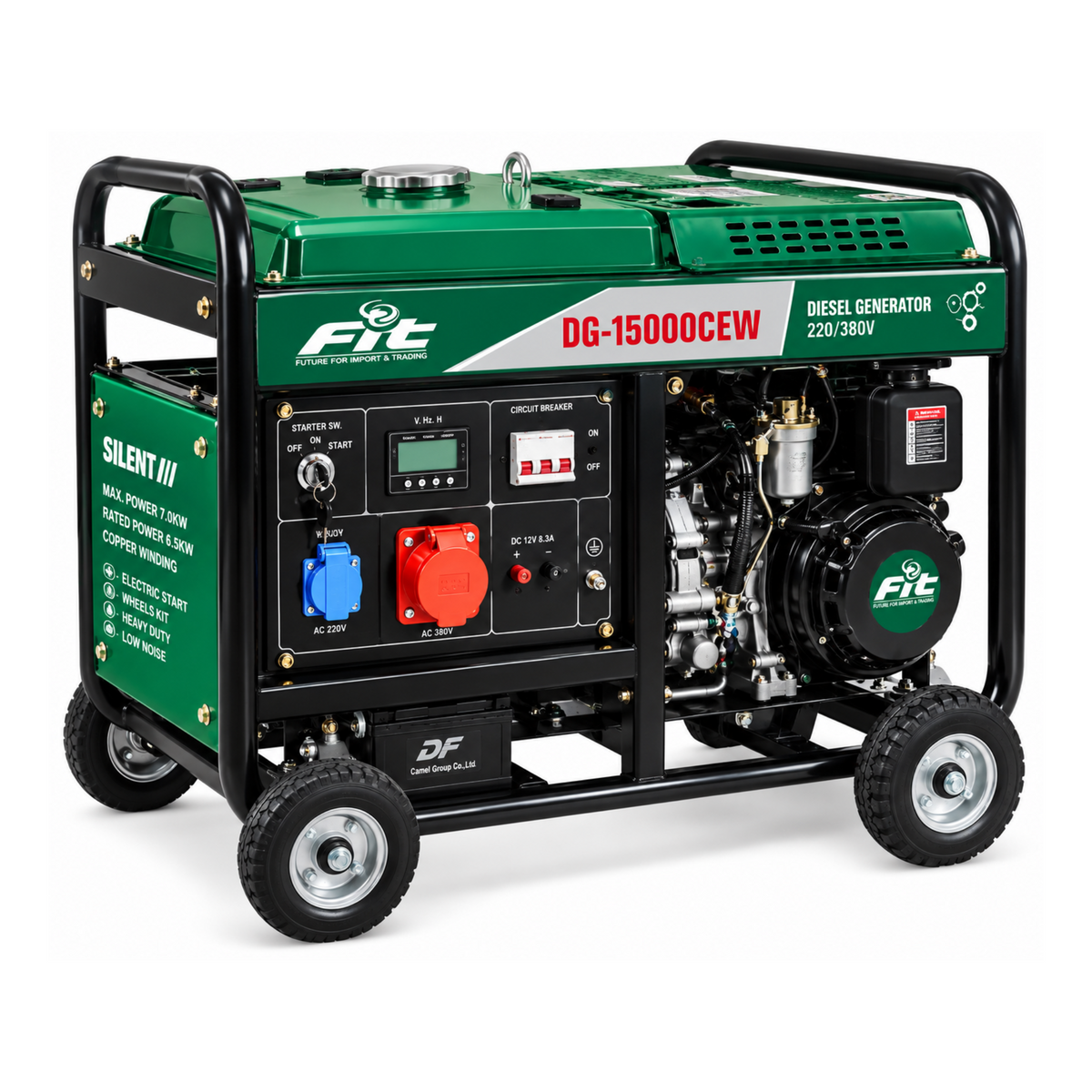 مولد كهرباء سولار DG-15000CEW- 220/380V صافى 6.5KW مارش+عجل/ ملفات نحاس FIT
