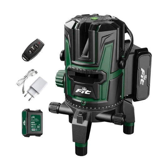 ميزان ليزر 3 خط اخضر 2 بطارية وشاحن وريموت FIT